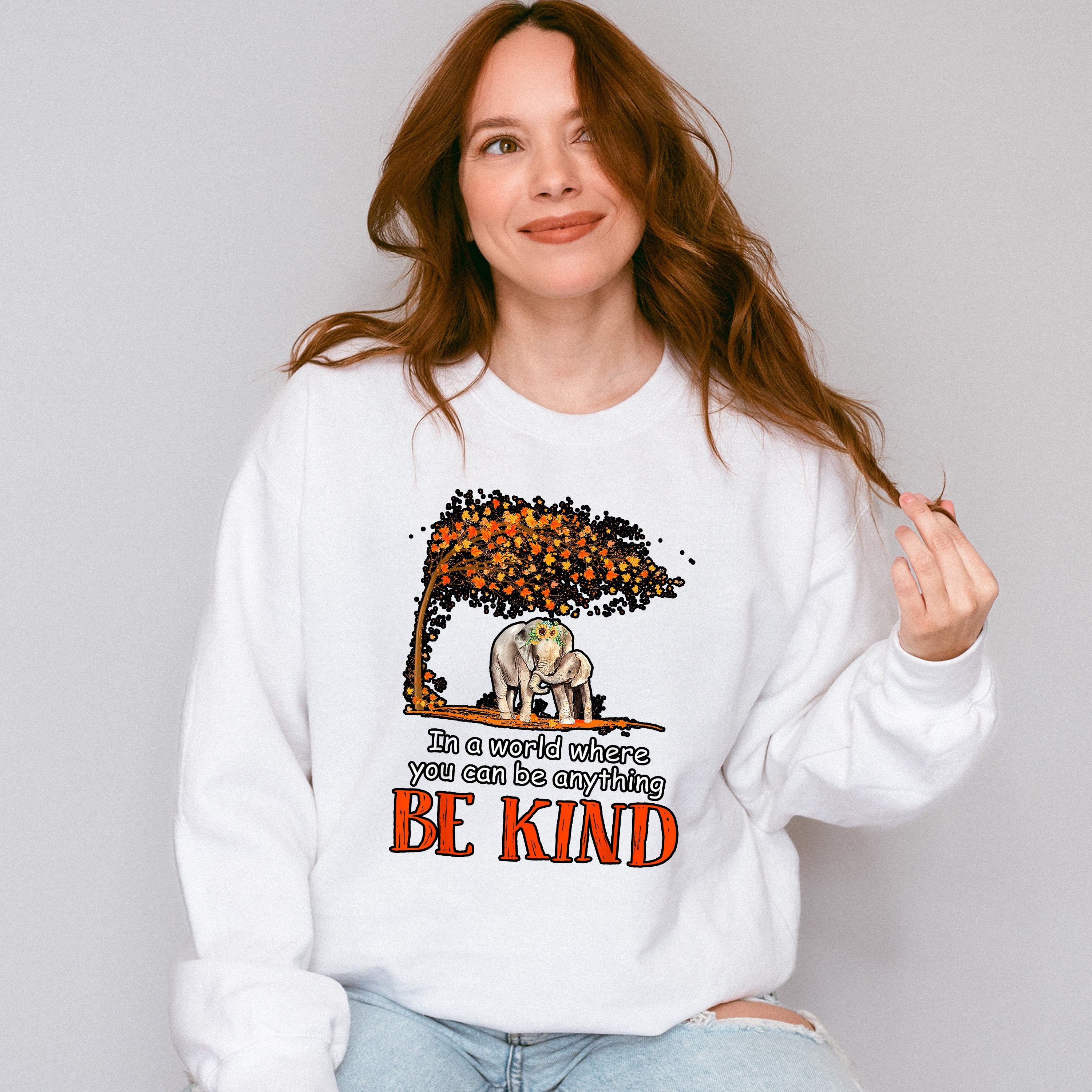 Be Kind Elephant Tree Design - Be Kind Unisex Crewneck T-Shirt Sweatshirt Hoodie