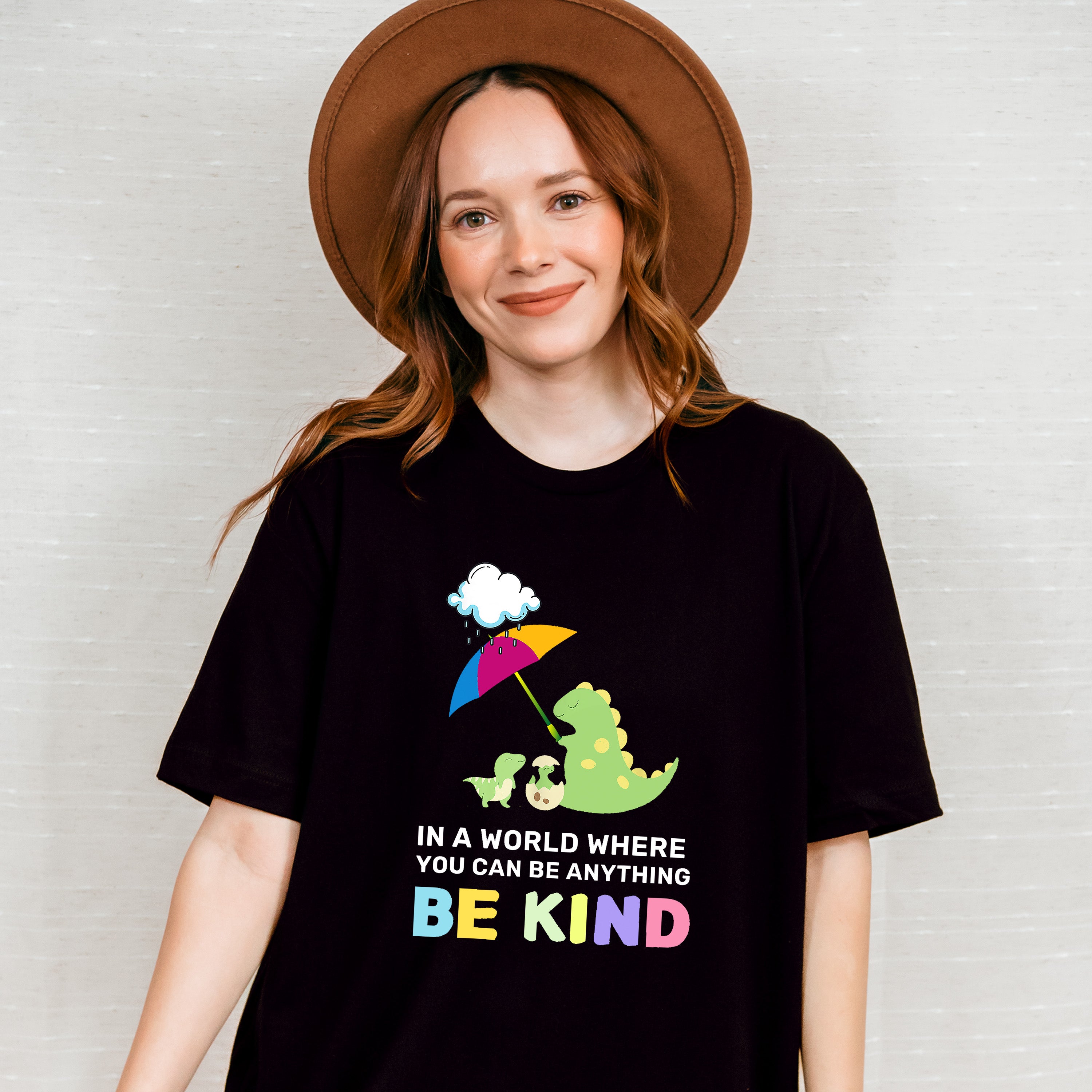 Be Kind Dinosaur Umbrella Design - Be Kind Unisex Crewneck T-Shirt Sweatshirt Hoodie