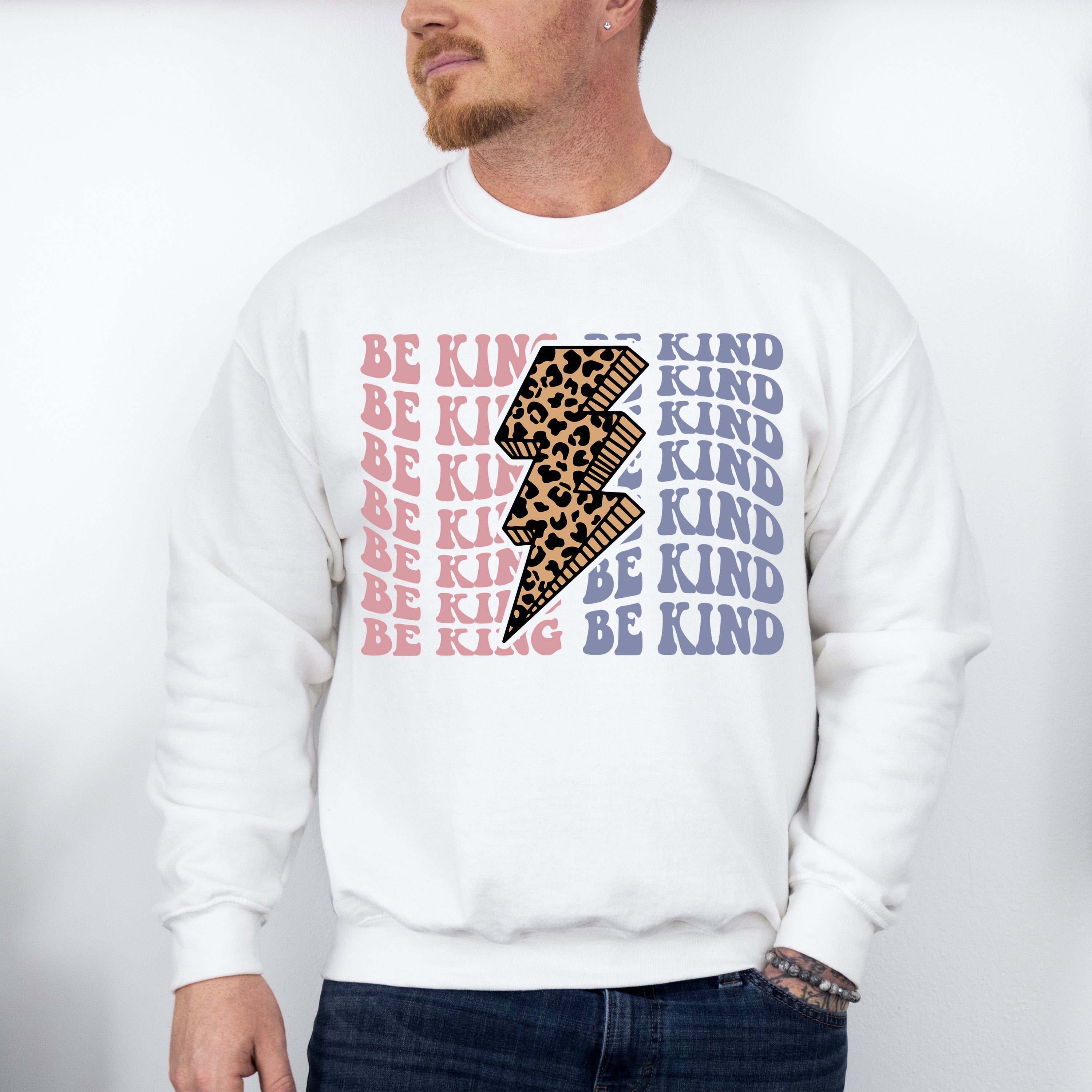 Be Kind Leopard Print Design - Be Kind Unisex Crewneck T-Shirt Sweatshirt Hoodie