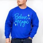 Believe In Magic Blue Cursive Design - Quotes Unisex Crewneck T-Shirt Sweatshirt Hoodie