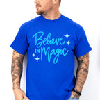 Believe In Magic Blue Cursive Design - Quotes Unisex Crewneck T-Shirt Sweatshirt Hoodie