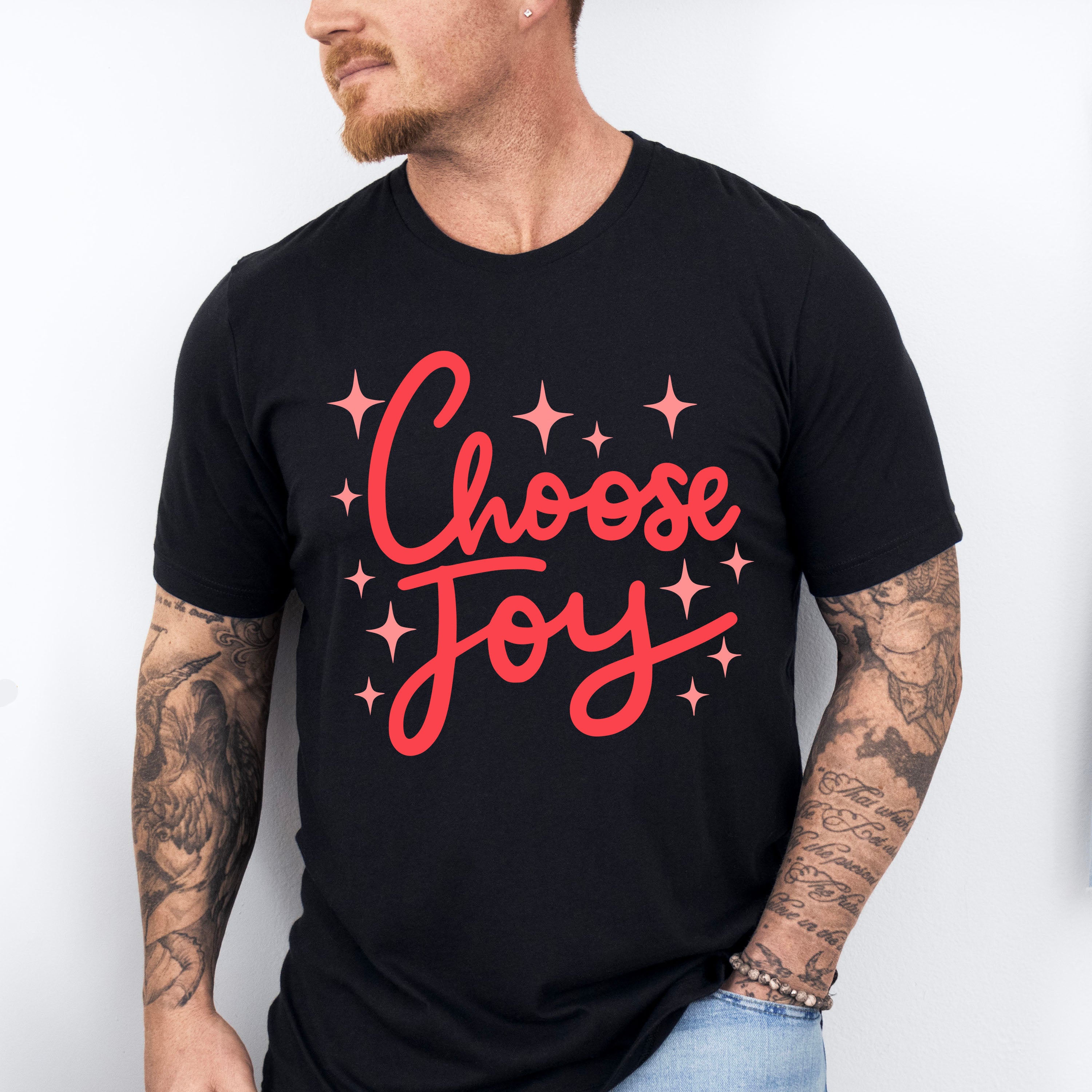 Choose Joy Red Cursive Design - Quotes Unisex Crewneck T-Shirt Sweatshirt Hoodie