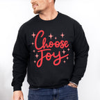 Choose Joy Red Cursive Design - Quotes Unisex Crewneck T-Shirt Sweatshirt Hoodie