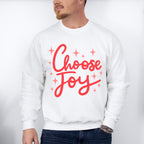 Choose Joy Red Cursive Design - Quotes Unisex Crewneck T-Shirt Sweatshirt Hoodie