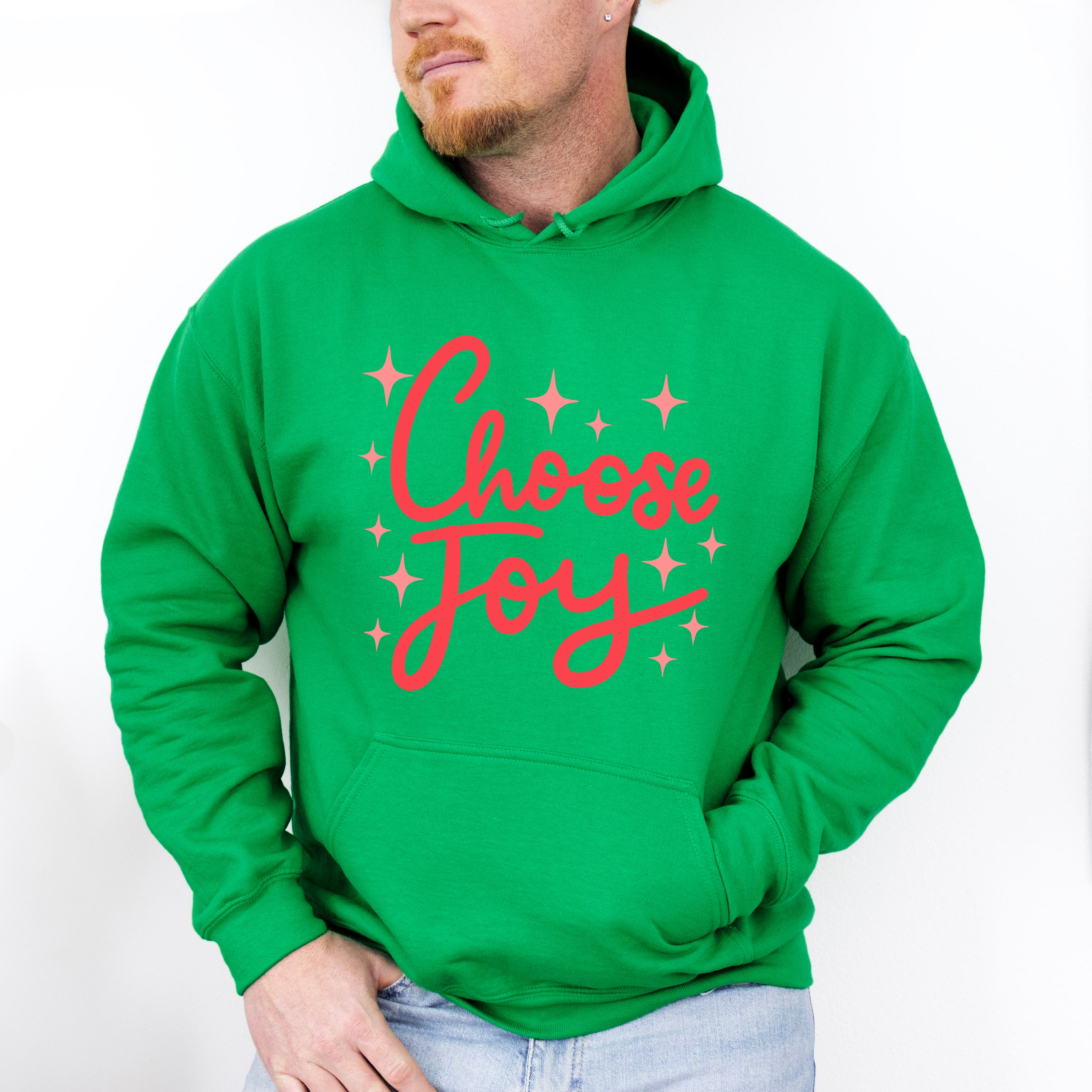 Choose Joy Red Cursive Design - Quotes Unisex Crewneck T-Shirt Sweatshirt Hoodie