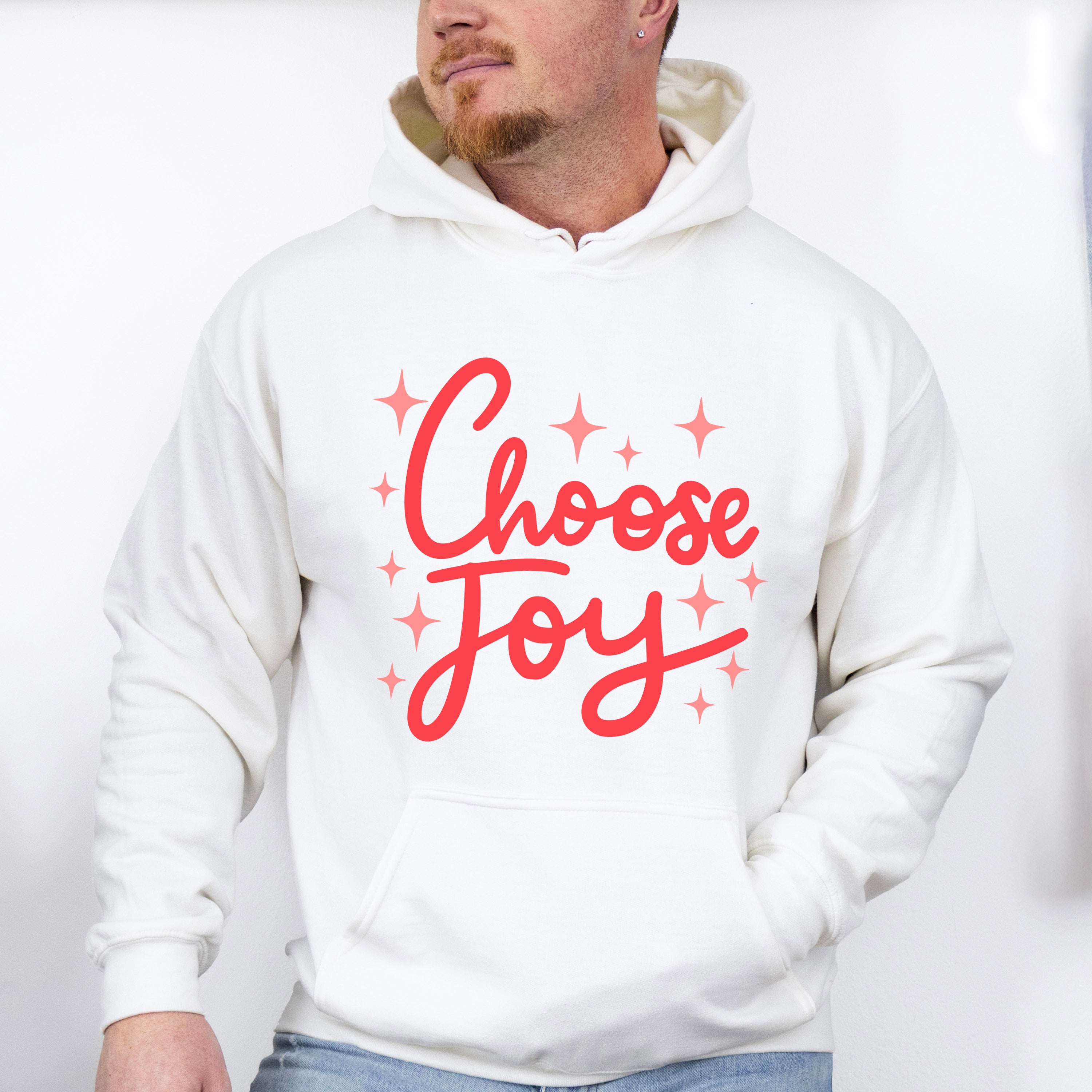 Choose Joy Red Cursive Design - Quotes Unisex Crewneck T-Shirt Sweatshirt Hoodie