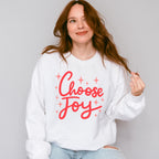 Choose Joy Red Cursive Design - Quotes Unisex Crewneck T-Shirt Sweatshirt Hoodie
