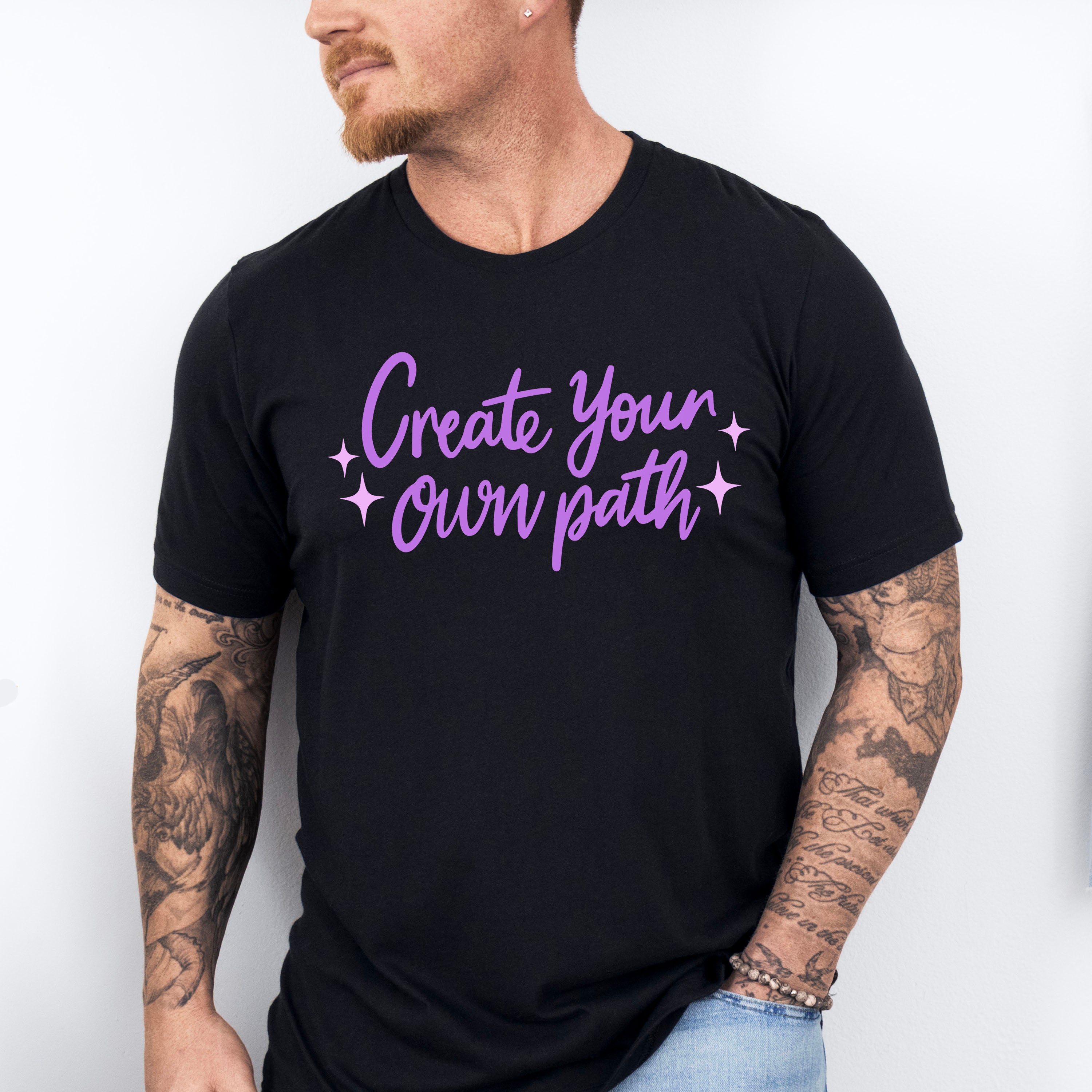 Create Your Own Path Purple Cursive Design - Quotes Unisex Crewneck T-Shirt Sweatshirt Hoodie