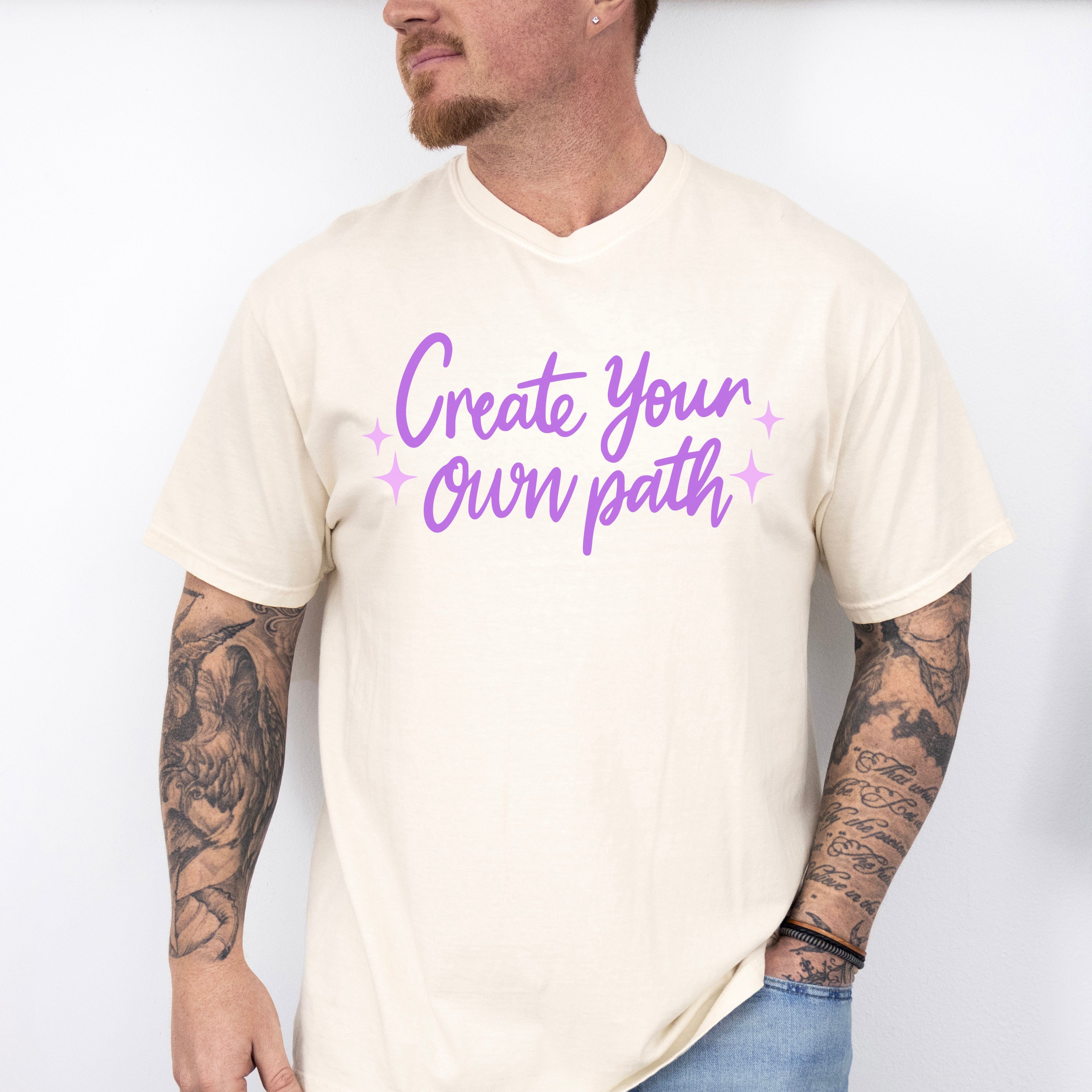 Create Your Own Path Purple Cursive Design - Quotes Unisex Crewneck T-Shirt Sweatshirt Hoodie
