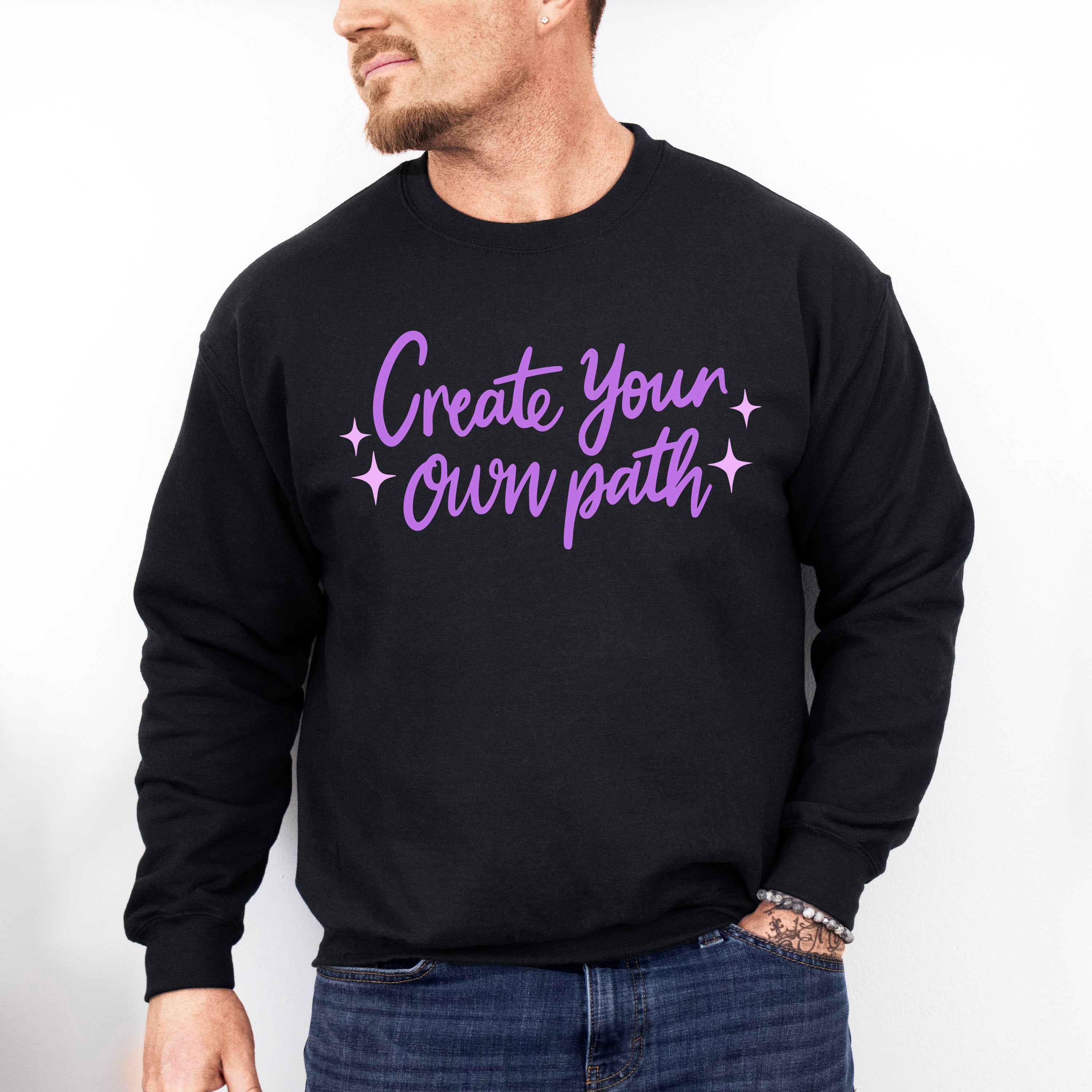 Create Your Own Path Purple Cursive Design - Quotes Unisex Crewneck T-Shirt Sweatshirt Hoodie