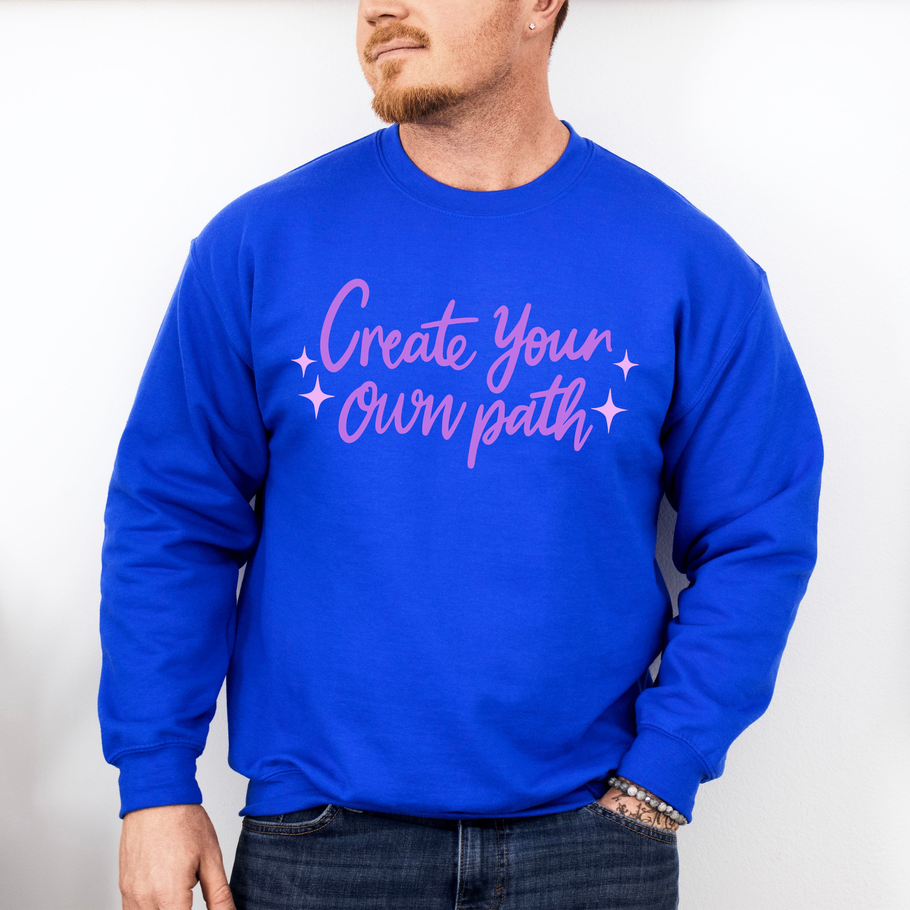 Create Your Own Path Purple Cursive Design - Quotes Unisex Crewneck T-Shirt Sweatshirt Hoodie