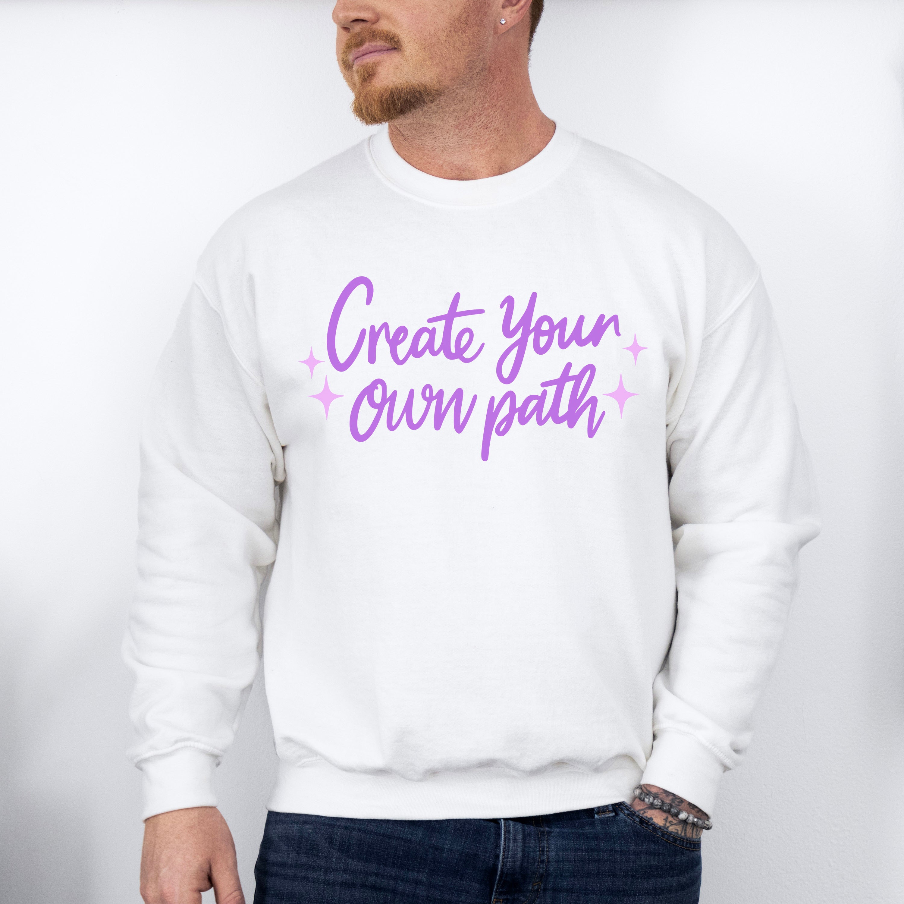 Create Your Own Path Purple Cursive Design - Quotes Unisex Crewneck T-Shirt Sweatshirt Hoodie
