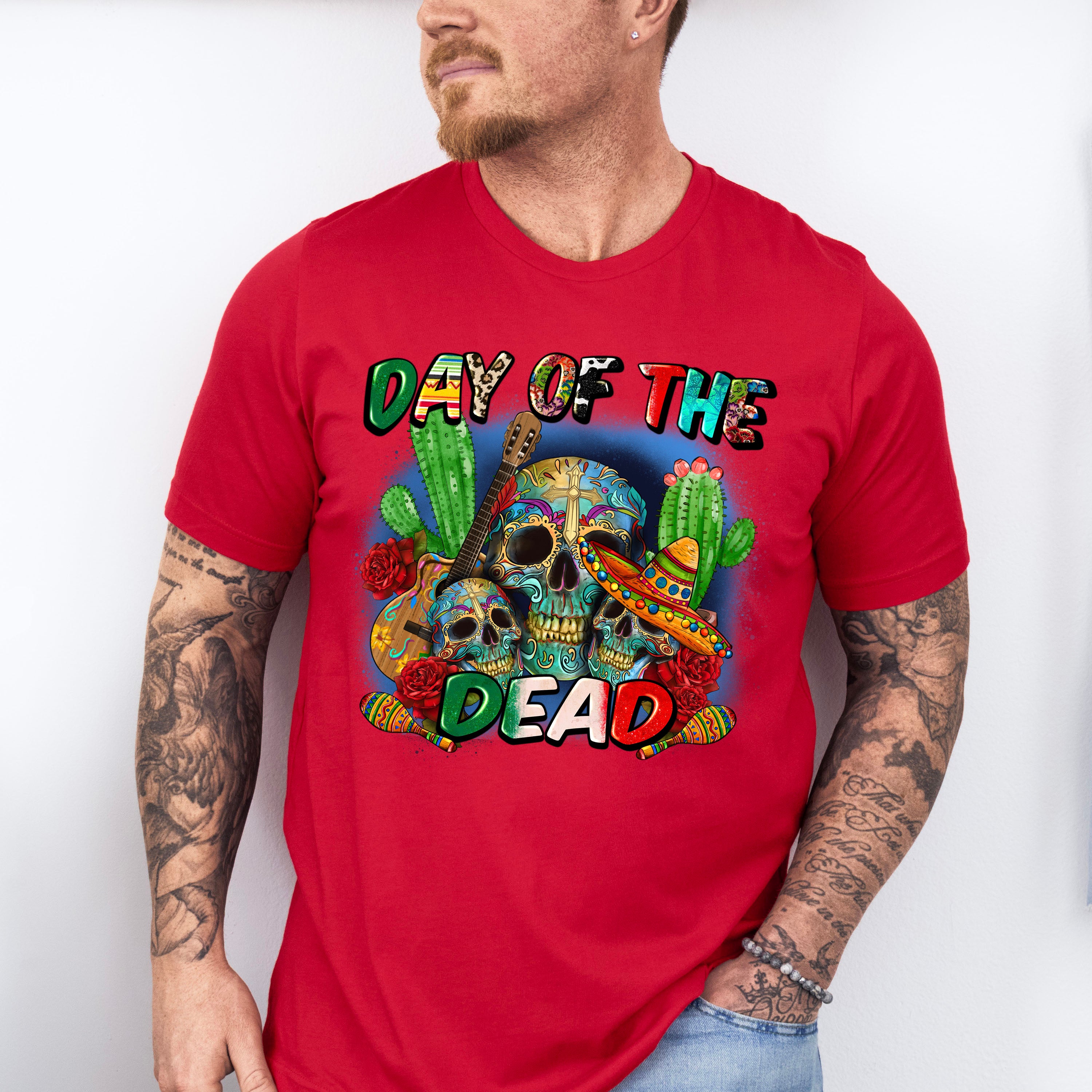 Day Of The Dead Cactus Design - Day Of The Dead Unisex Crewneck T-Shirt Sweatshirt Hoodie