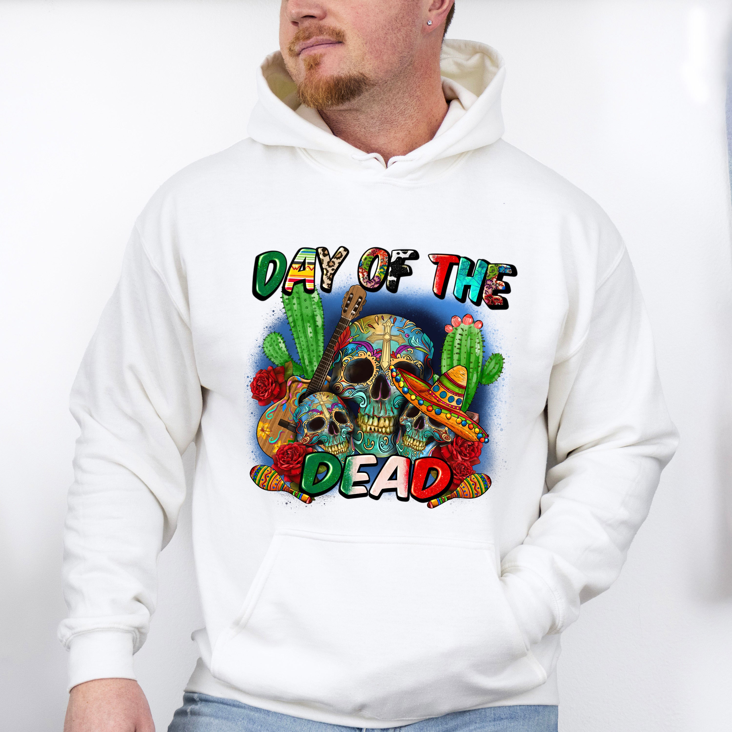 Day Of The Dead Cactus Design - Day Of The Dead Unisex Crewneck T-Shirt Sweatshirt Hoodie