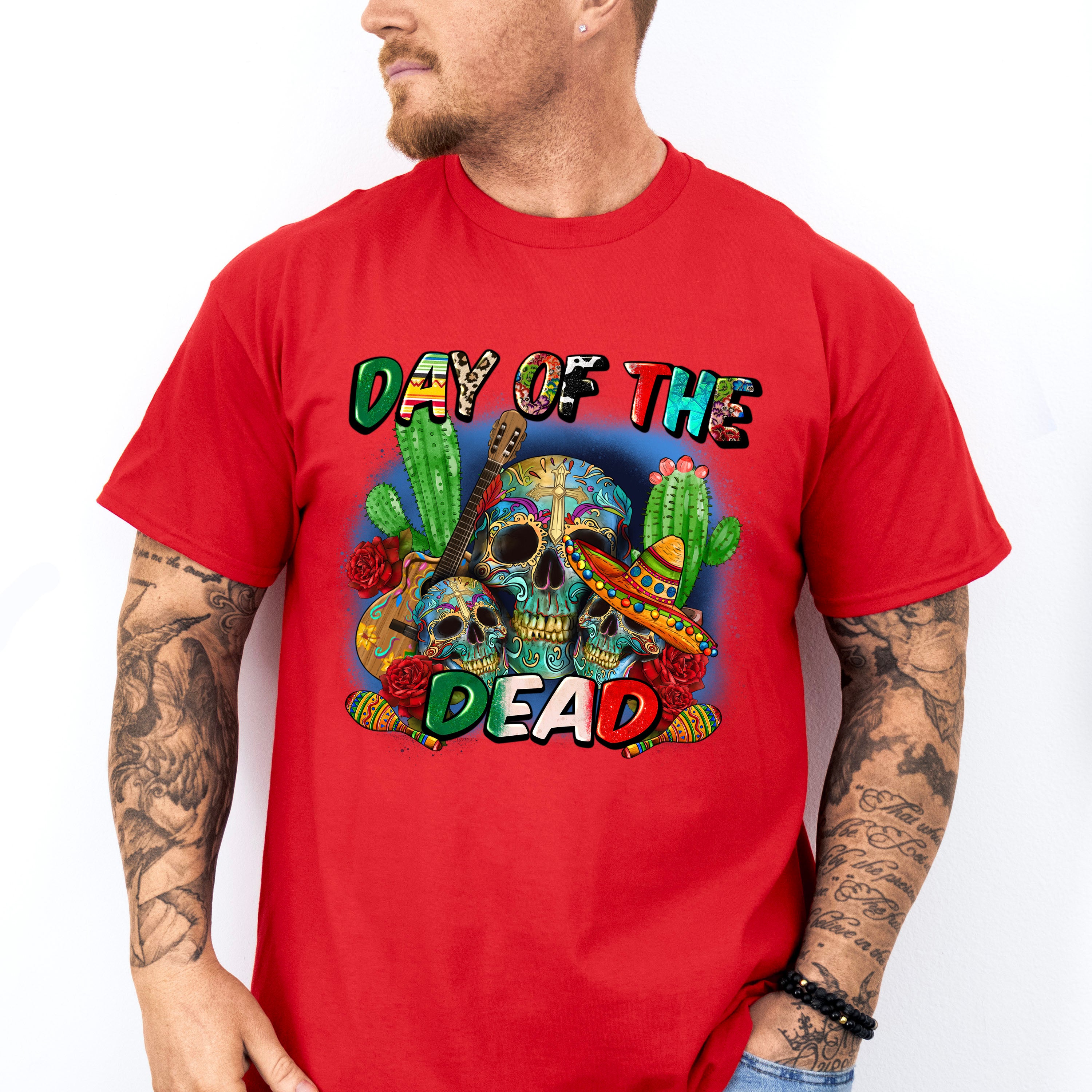 Day Of The Dead Cactus Design - Day Of The Dead Unisex Crewneck T-Shirt Sweatshirt Hoodie