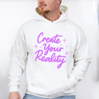 Create Your Reality Purple Cursive Design - Quotes Unisex Crewneck T-Shirt Sweatshirt Hoodie