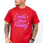 Create Your Reality Purple Cursive Design - Quotes Unisex Crewneck T-Shirt Sweatshirt Hoodie