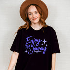 Enjoy The Journey Purple Cursive Design - Quotes Unisex Crewneck T-Shirt Sweatshirt Hoodie