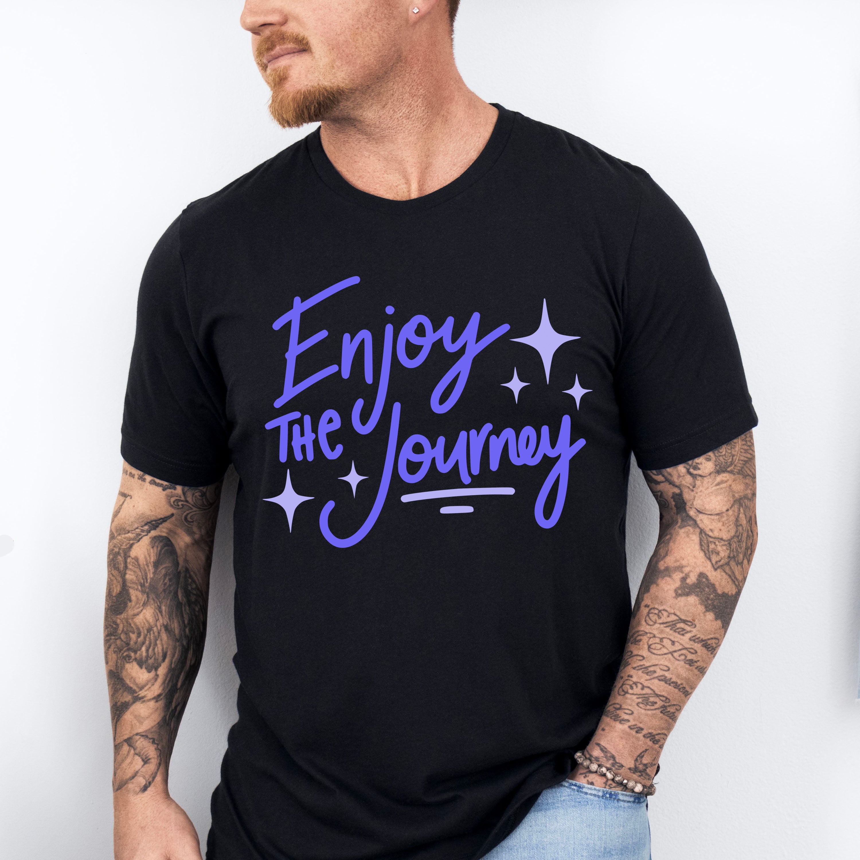 Enjoy The Journey Purple Cursive Design - Quotes Unisex Crewneck T-Shirt Sweatshirt Hoodie