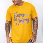 Enjoy The Journey Purple Cursive Design - Quotes Unisex Crewneck T-Shirt Sweatshirt Hoodie