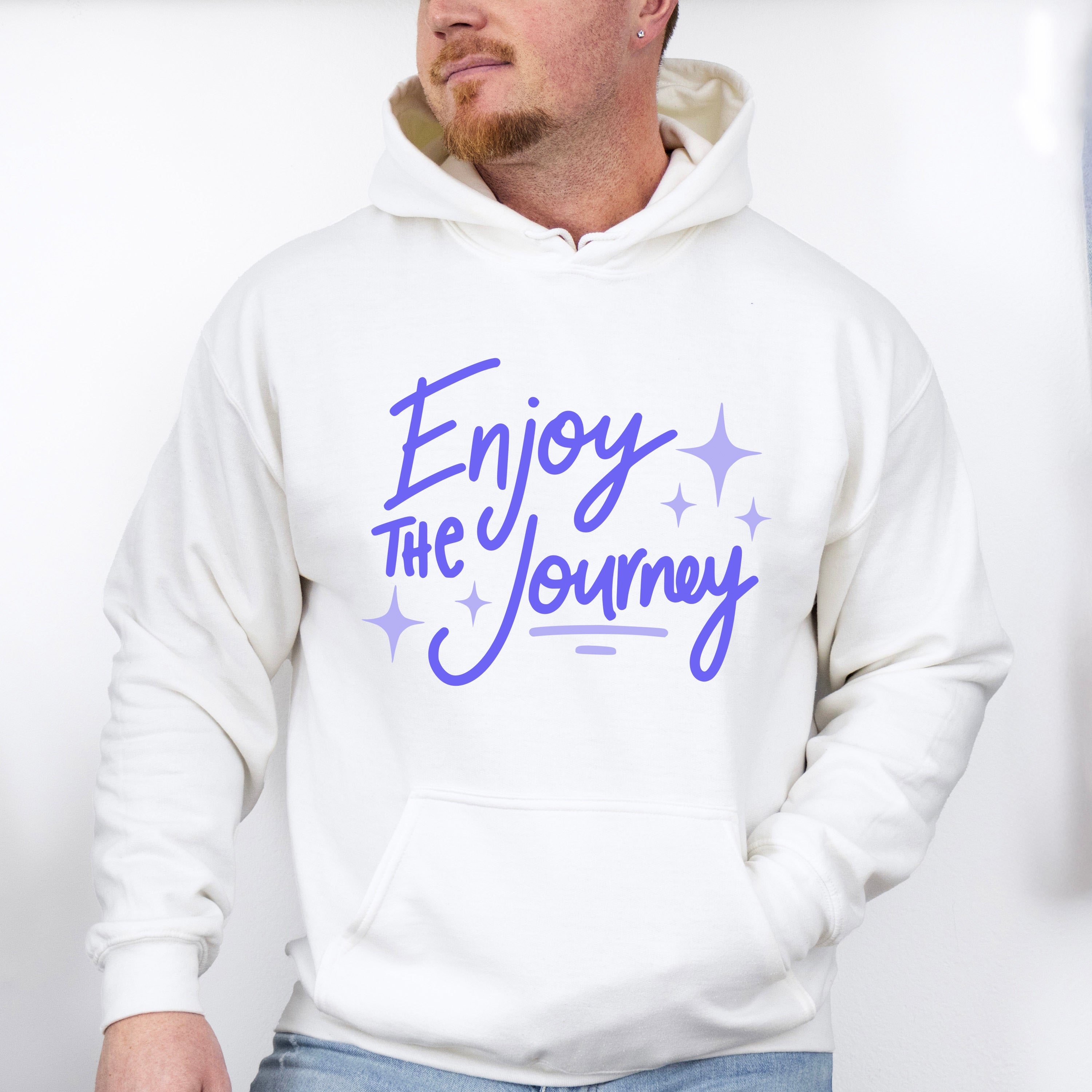 Enjoy The Journey Purple Cursive Design - Quotes Unisex Crewneck T-Shirt Sweatshirt Hoodie