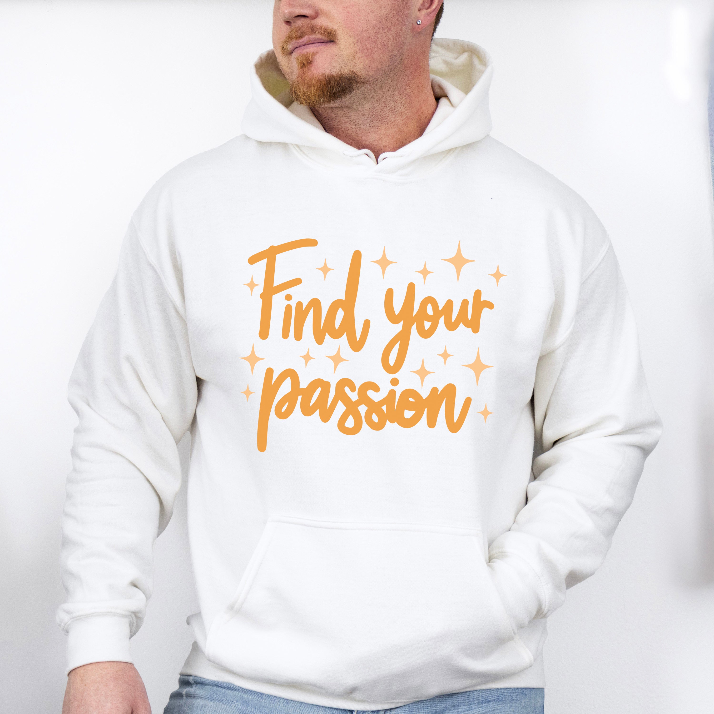 Find Your Passion Orange Cursive Design - Quotes Unisex Crewneck T-Shirt Sweatshirt Hoodie