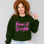 Keep It Simple Purple Cursive Design - Quotes Unisex Crewneck T-Shirt Sweatshirt Hoodie