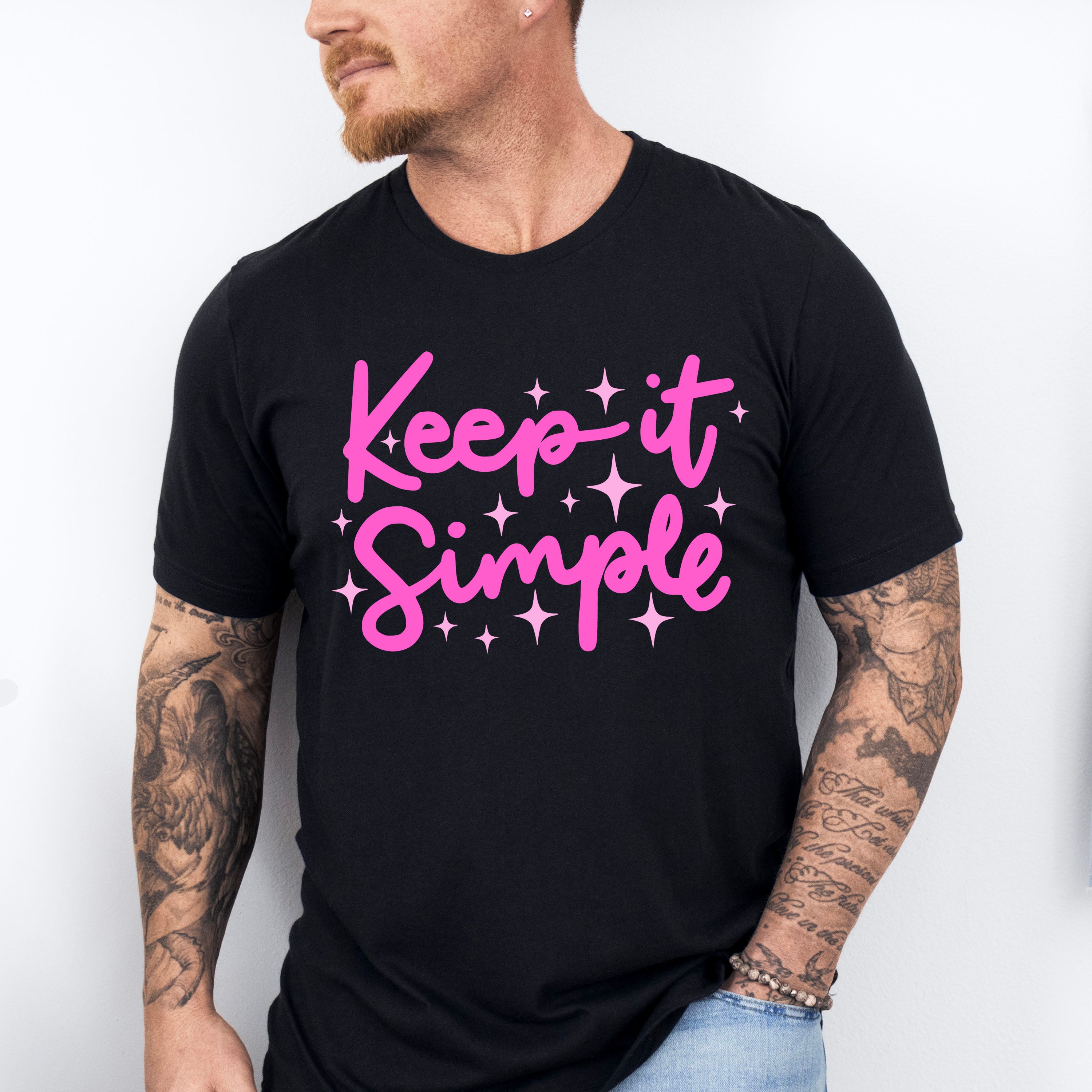Keep It Simple Purple Cursive Design - Quotes Unisex Crewneck T-Shirt Sweatshirt Hoodie