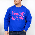 Keep It Simple Purple Cursive Design - Quotes Unisex Crewneck T-Shirt Sweatshirt Hoodie