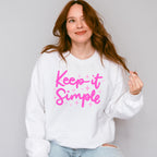 Keep It Simple Purple Cursive Design - Quotes Unisex Crewneck T-Shirt Sweatshirt Hoodie