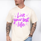 Live Your Best Life Purple Cursive Design - Quotes Unisex Crewneck T-Shirt Sweatshirt Hoodie