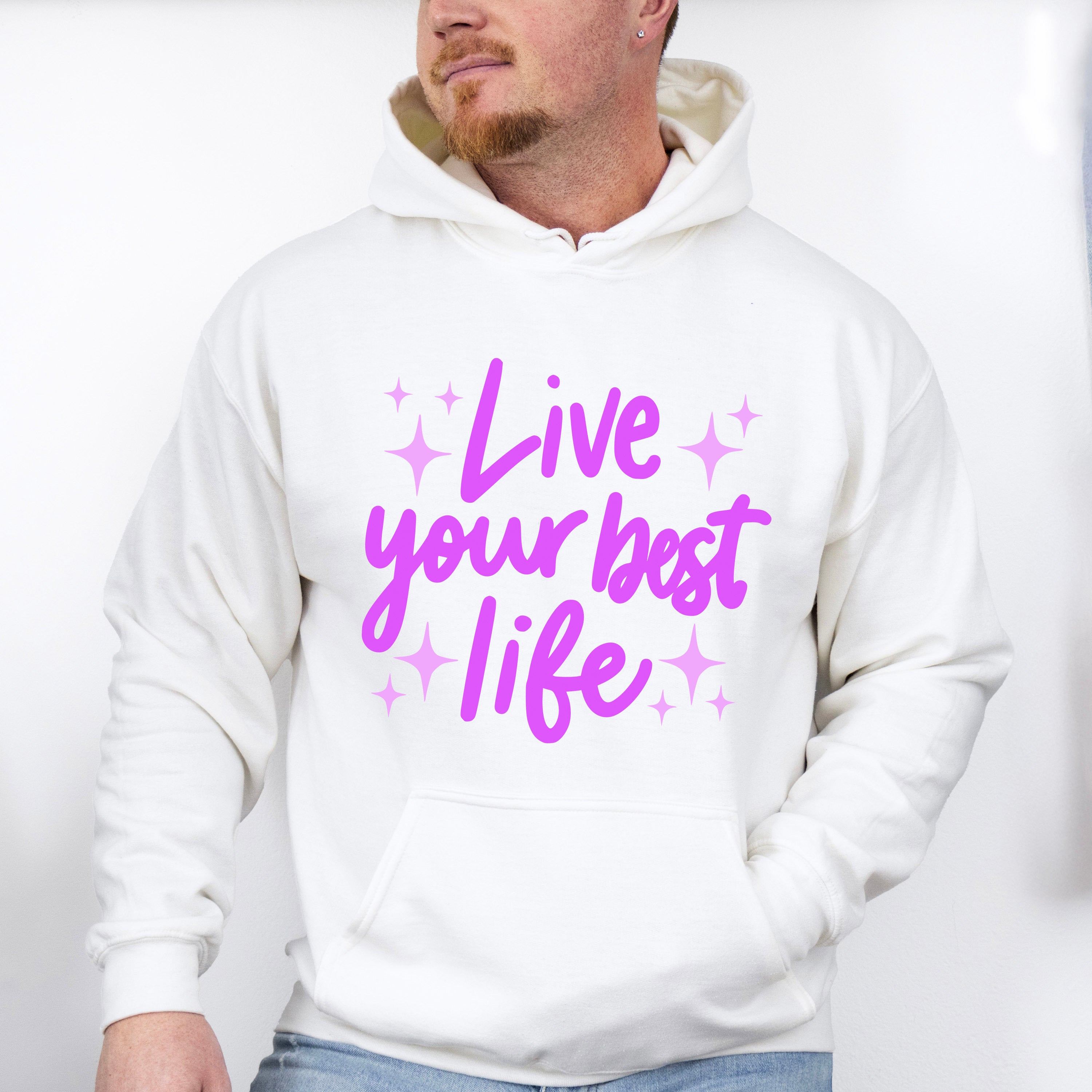 Live Your Best Life Purple Cursive Design - Quotes Unisex Crewneck T-Shirt Sweatshirt Hoodie