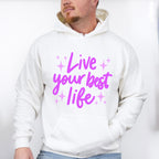 Live Your Best Life Purple Cursive Design - Quotes Unisex Crewneck T-Shirt Sweatshirt Hoodie