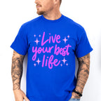 Live Your Best Life Purple Cursive Design - Quotes Unisex Crewneck T-Shirt Sweatshirt Hoodie