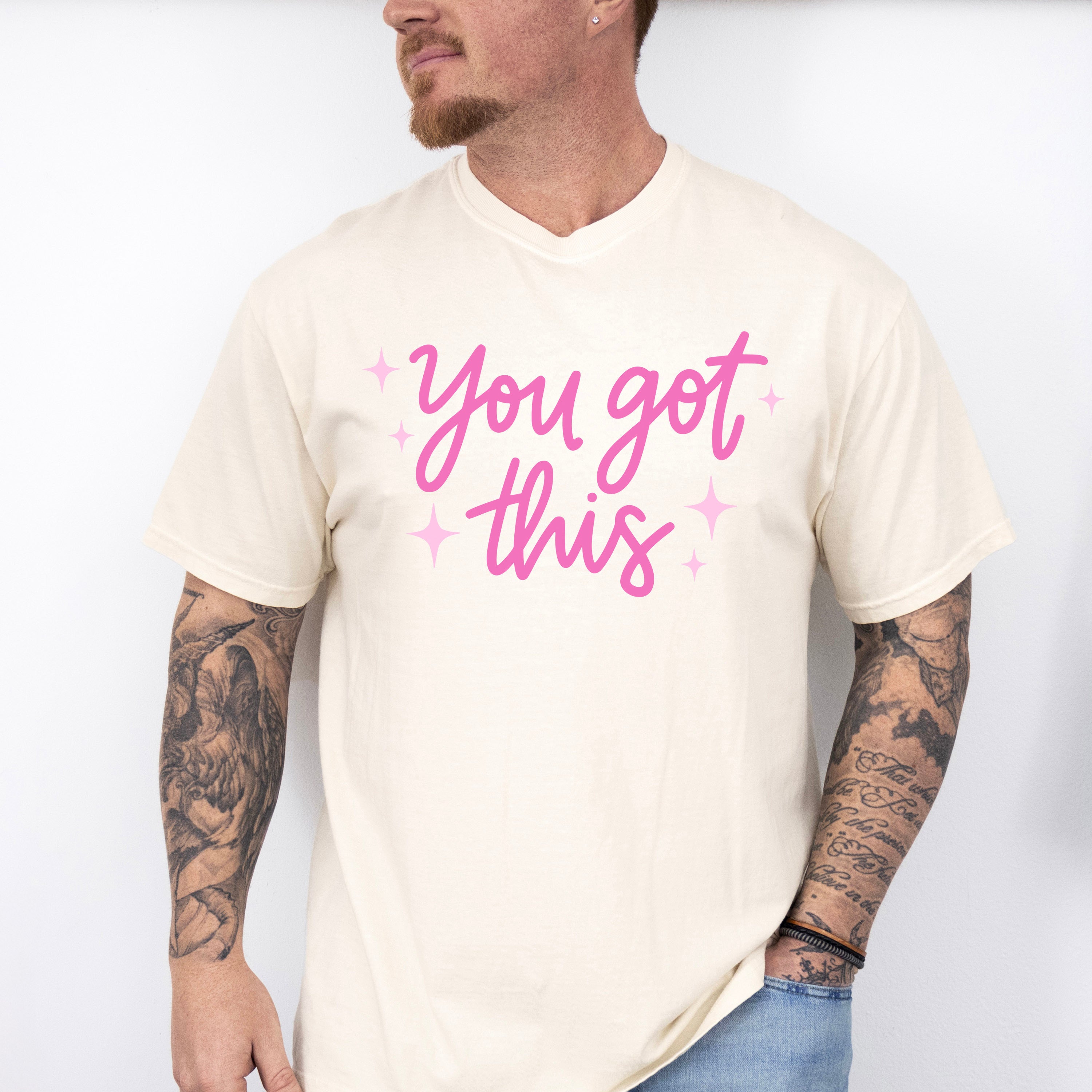 You Got This Pink Cursive Design - Quotes Unisex Crewneck T-Shirt Sweatshirt Hoodie