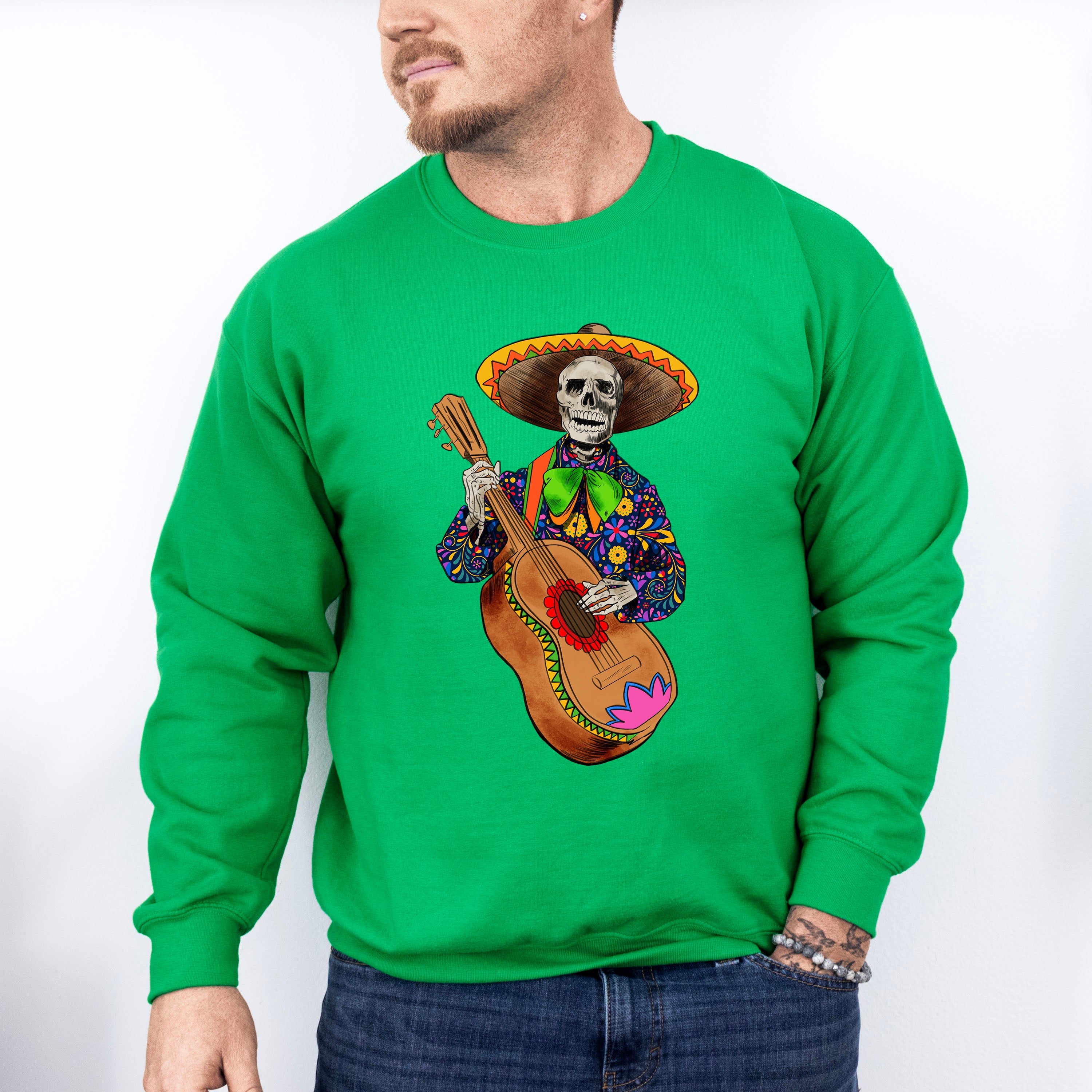 Guitar Playing Skeleton - Day Of The Dead Unisex Crewneck T-Shirt Sweatshirt Hoodie