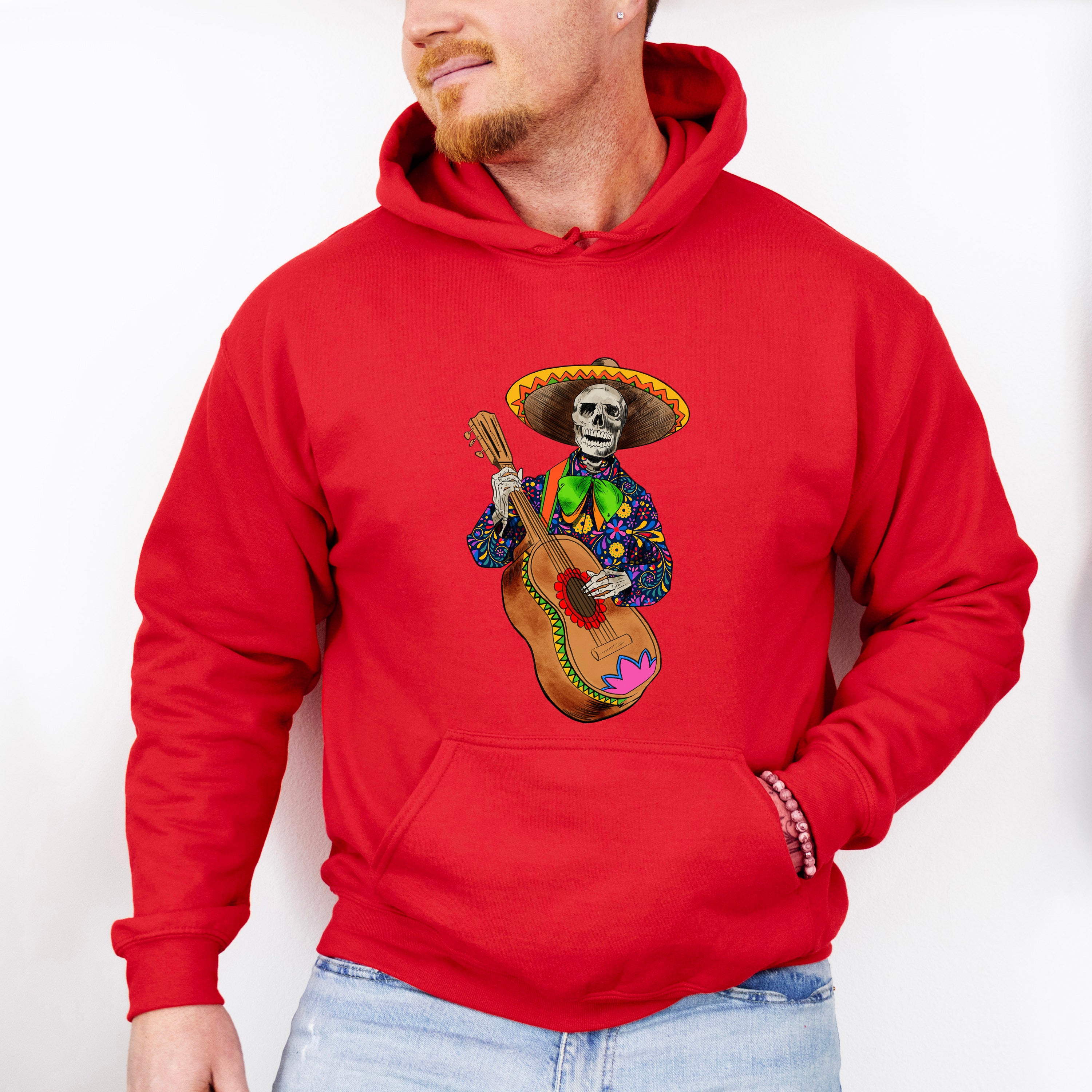 Guitar Playing Skeleton - Day Of The Dead Unisex Crewneck T-Shirt Sweatshirt Hoodie