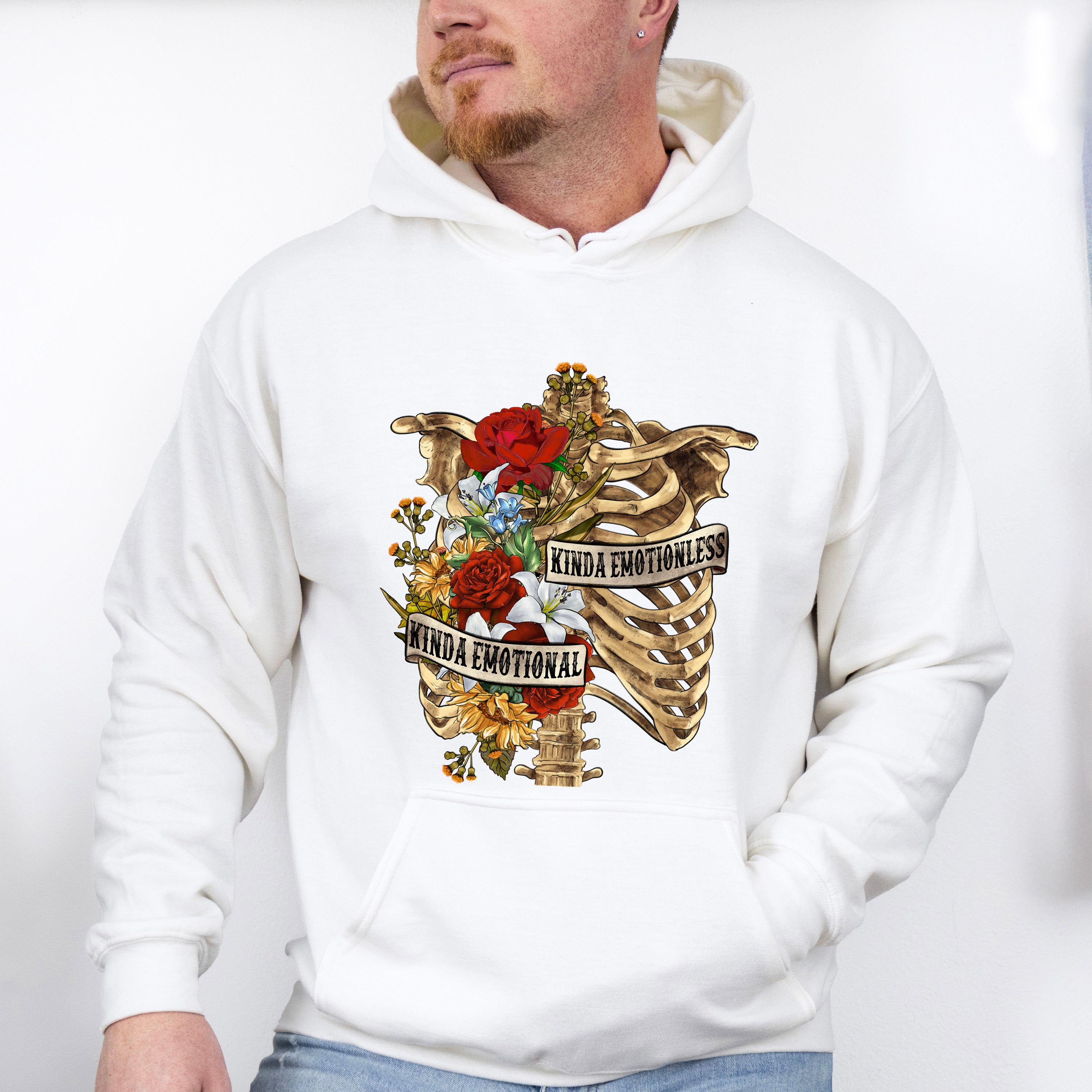 Kinda Emotional Flower Skeleton Design - Skeleton Unisex Crewneck T-Shirt Sweatshirt Hoodie