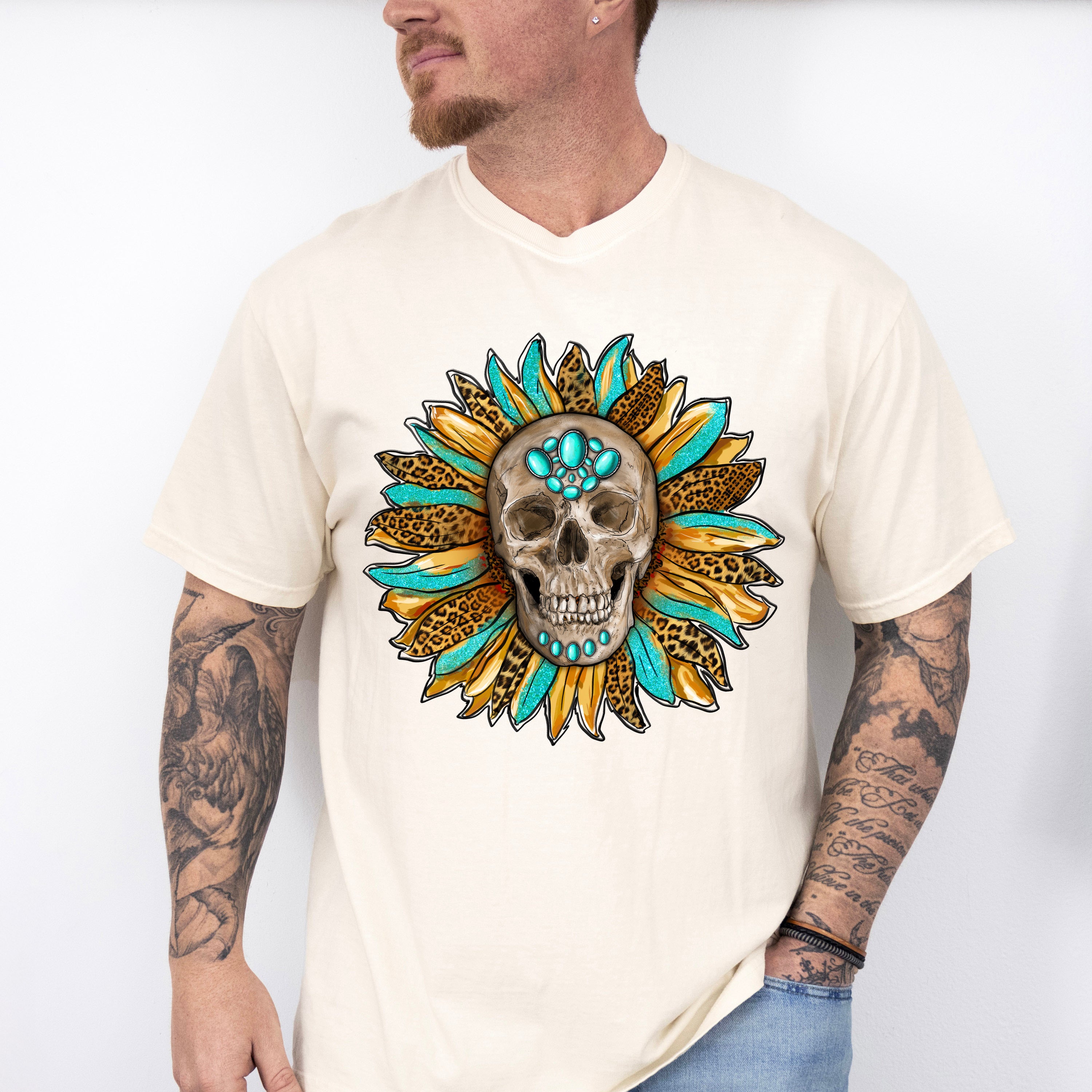 Skeleton Leopard Print Flower Design - Skeleton Unisex Crewneck T-Shirt Sweatshirt Hoodie