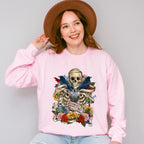 Skeleton Crows Flowers Design - Skeleton Unisex Crewneck T-Shirt Sweatshirt Hoodie