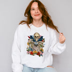 Skeleton Crows Flowers Design - Skeleton Unisex Crewneck T-Shirt Sweatshirt Hoodie