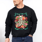Skeleton Peace Sign Flowers Design - Skeleton Unisex Crewneck T-Shirt Sweatshirt Hoodie