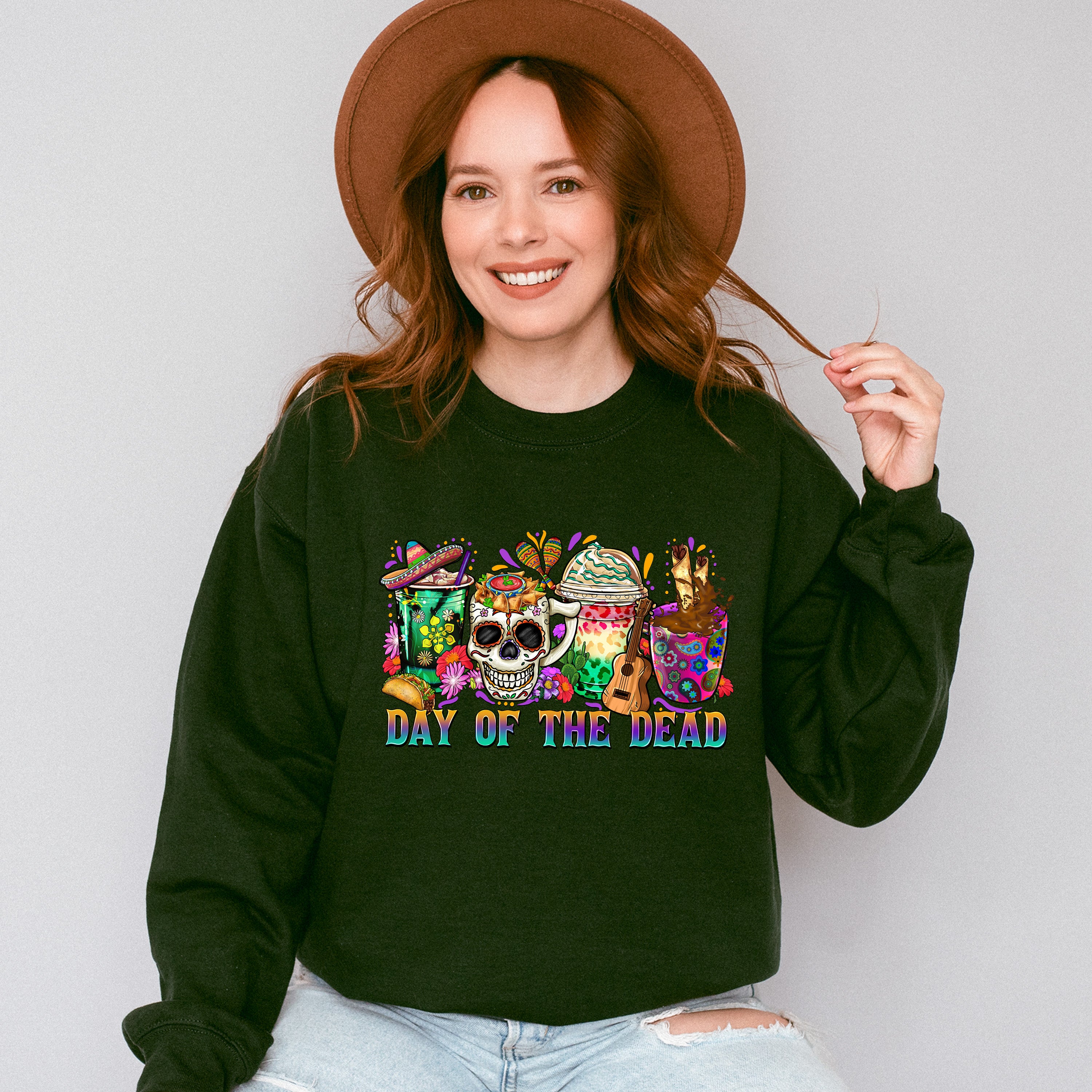 Cups Design - Day Of The Dead Unisex Crewneck T-Shirt Sweatshirt Hoodie