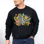 Skeleton Flowers Butterfly Design - Skeleton Unisex Crewneck T-Shirt Sweatshirt Hoodie