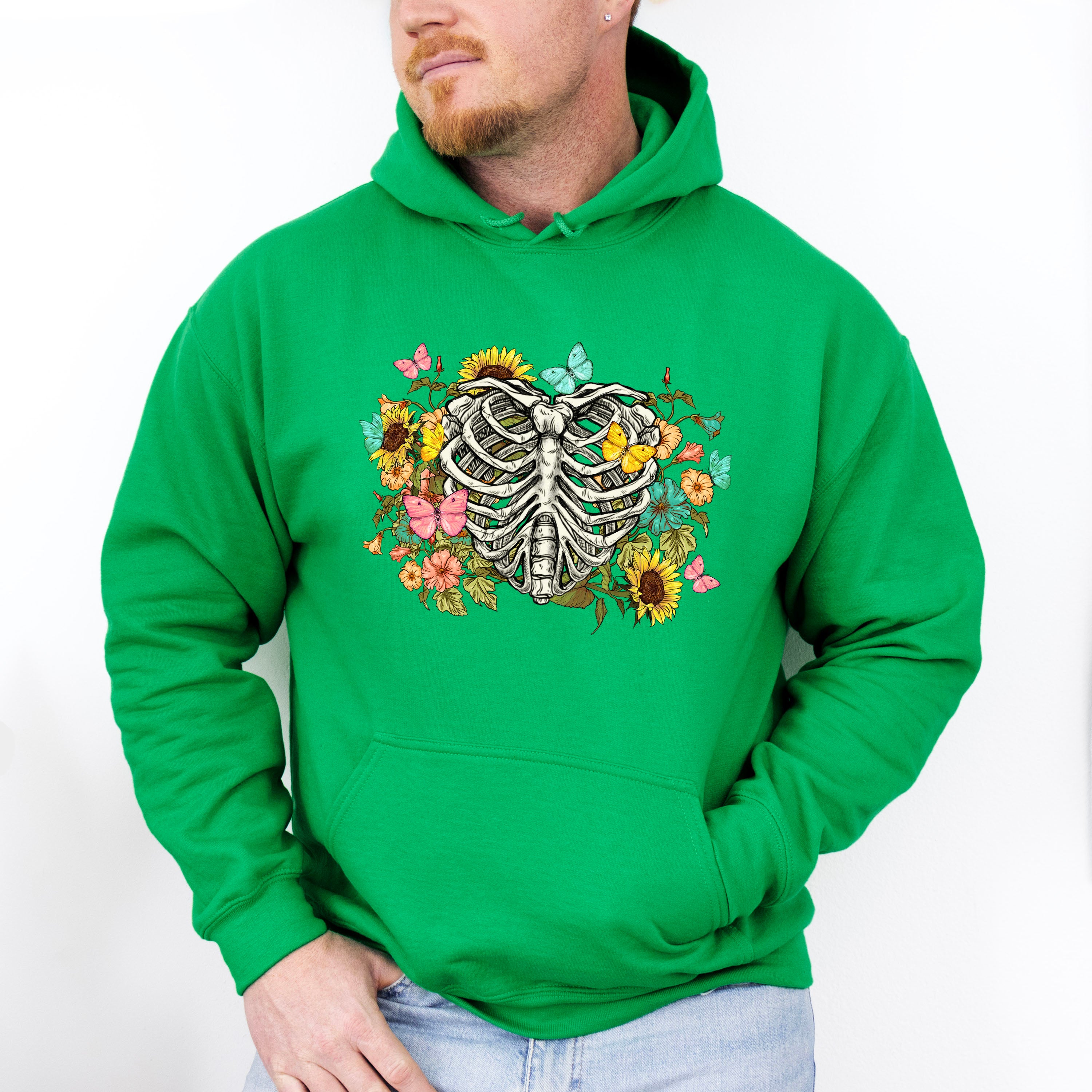 Skeleton Flowers Butterfly Design - Skeleton Unisex Crewneck T-Shirt Sweatshirt Hoodie