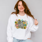 Skeleton Flowers Butterfly Design - Skeleton Unisex Crewneck T-Shirt Sweatshirt Hoodie