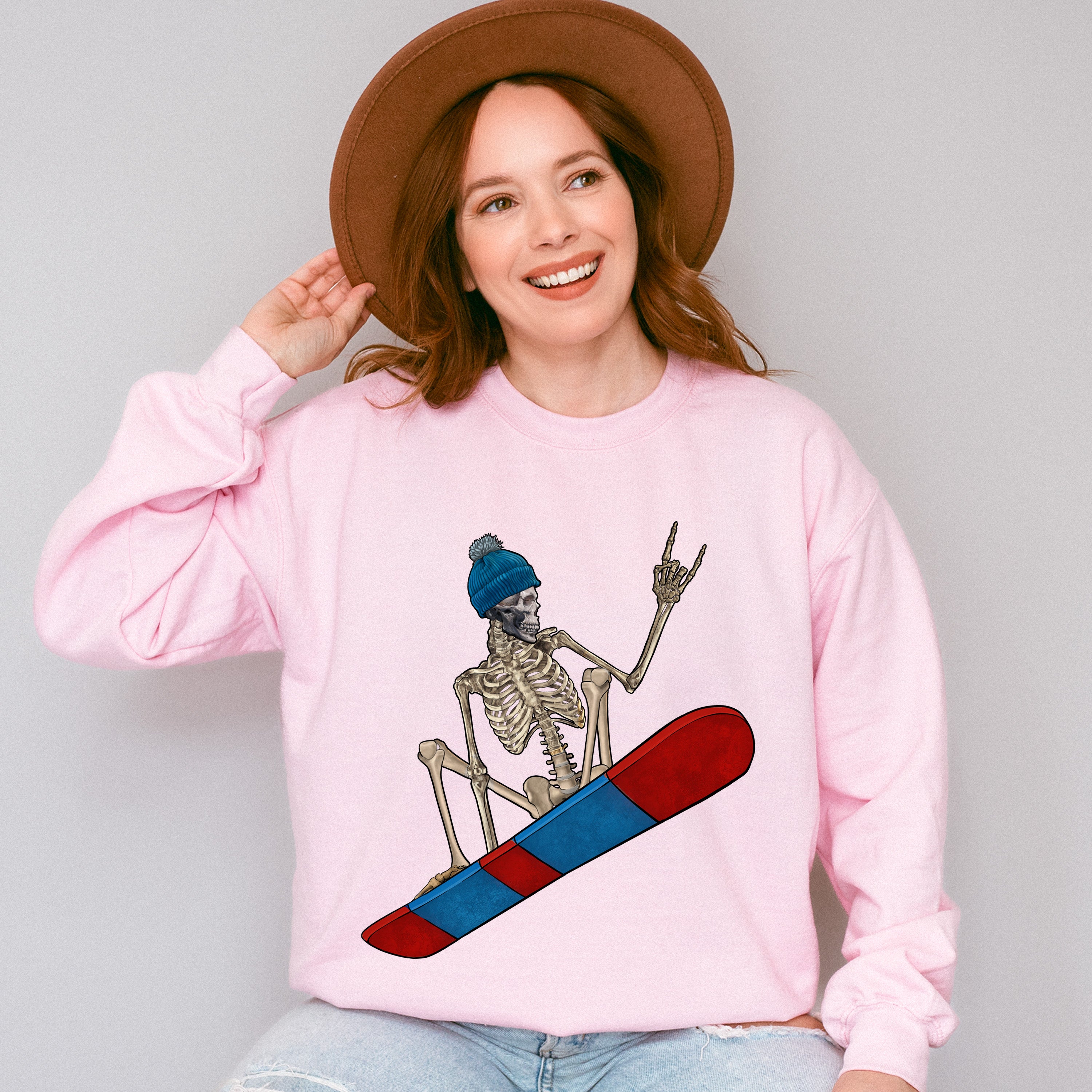 Skeleton Snowboard Design - Skeleton Unisex Crewneck T-Shirt Sweatshirt Hoodie