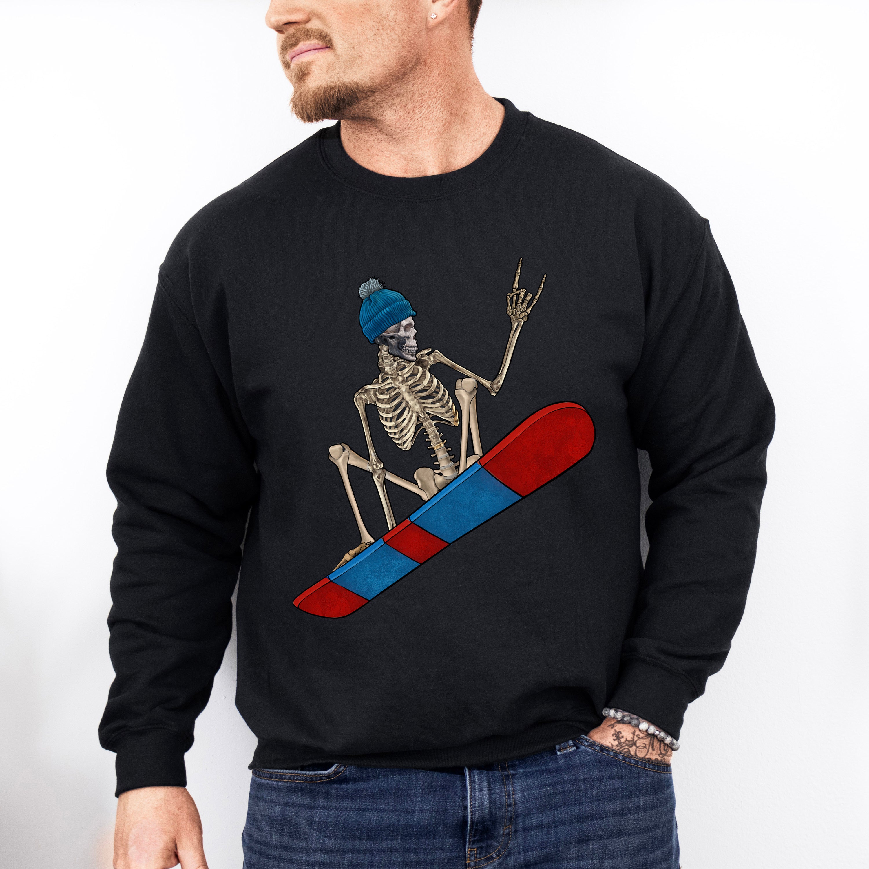 Skeleton Snowboard Design - Skeleton Unisex Crewneck T-Shirt Sweatshirt Hoodie