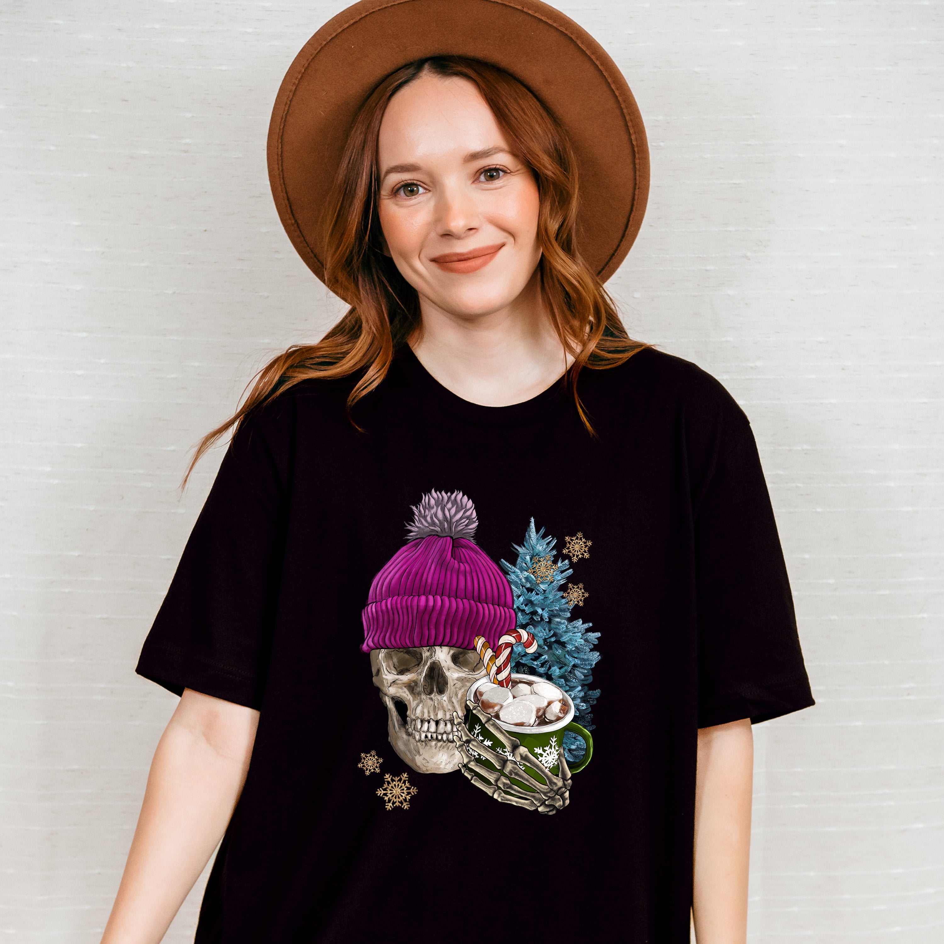 Skeleton Winter Hot Chocolate Design - Skeleton Unisex Crewneck T-Shirt Sweatshirt Hoodie
