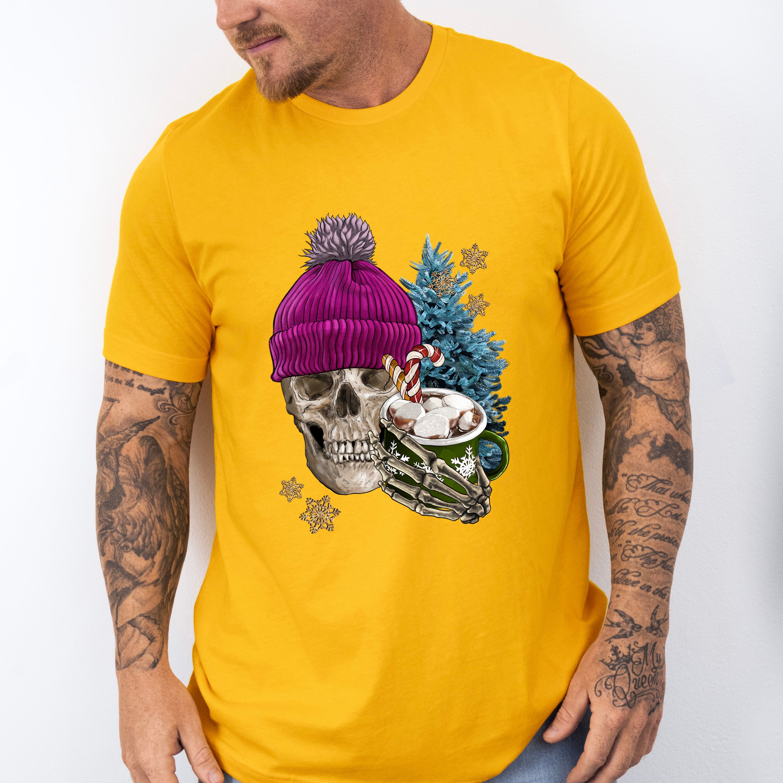 Skeleton Winter Hot Chocolate Design - Skeleton Unisex Crewneck T-Shirt Sweatshirt Hoodie